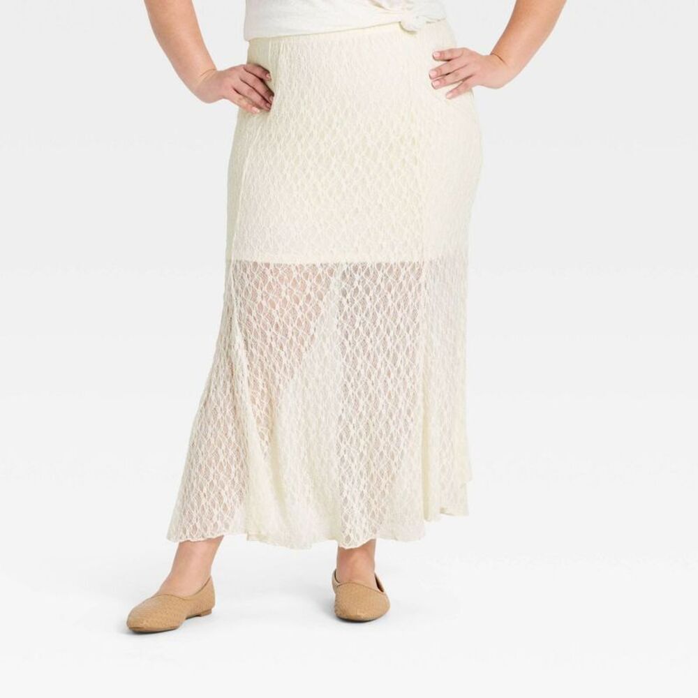 Women's Western Lace Maxi Skirt - Universal Thread Cream XXL